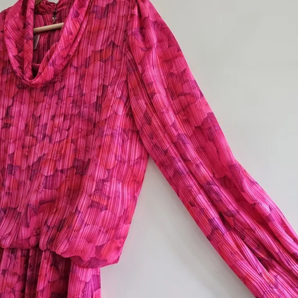 Vintage Umba for Parnes Feinstein Pink Floral Iconic 70s Dress, Size Medium - Picture 4 of 14